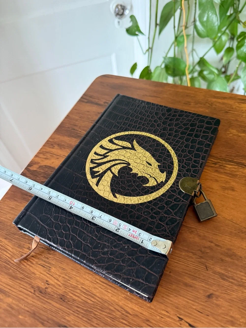 Tangerine Black Journal with Gold Dragon Emblem